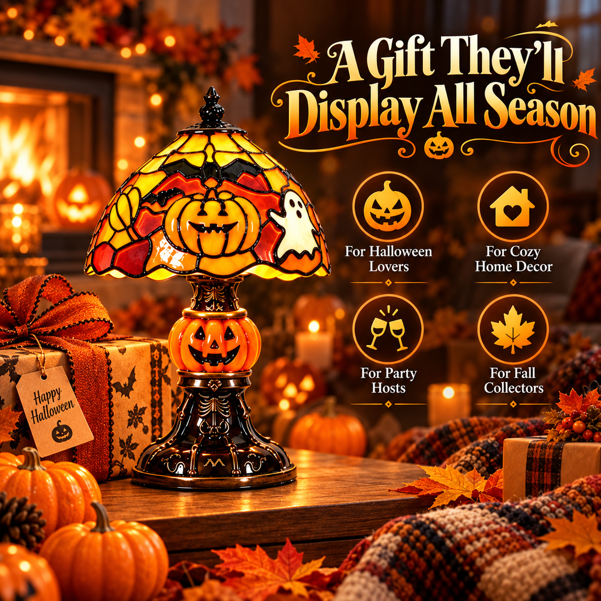 🕯️ 50% OFF! Cozy Halloween Pumpkin & Ghost Table Lamp with Warm Glow