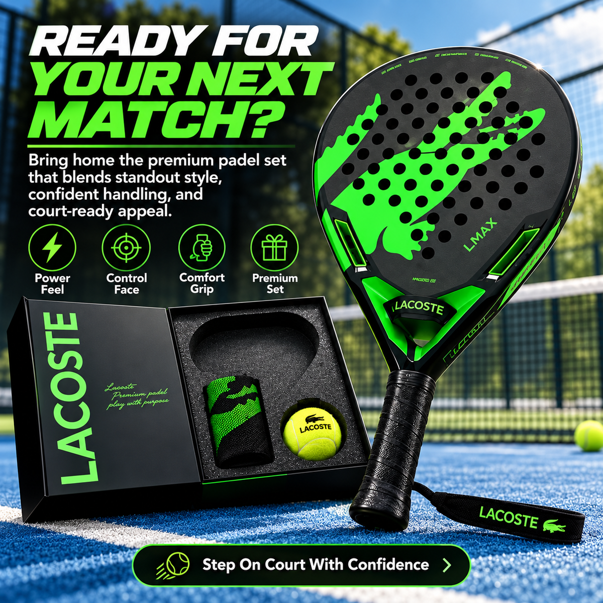 🎾 Premium Padel Racket Set ⚡ Power Control Comfort Grip Gift Box Ready