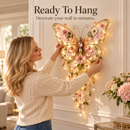 🦋 Butterfly Garden Light ✨ Romantic Floral Glow Wall Decor Gift