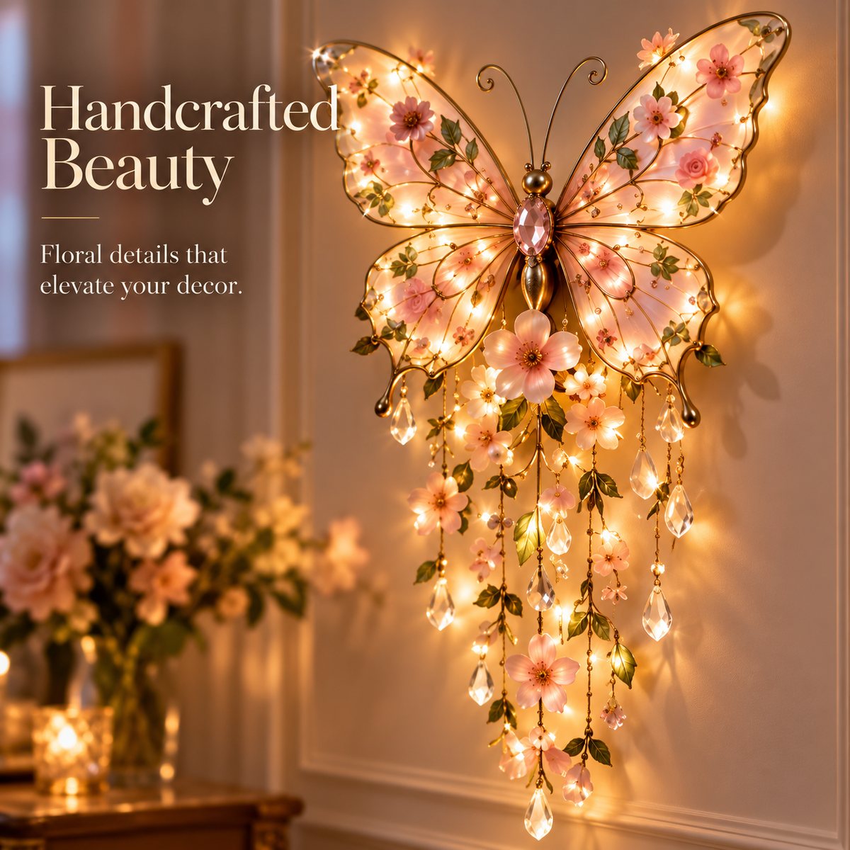 🦋 Butterfly Garden Light ✨ Romantic Floral Glow Wall Decor Gift