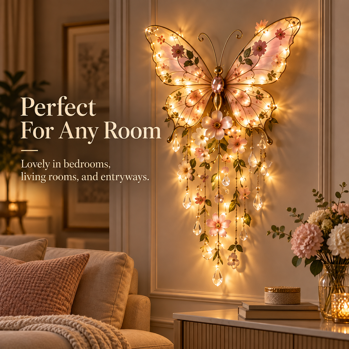 🦋 Butterfly Garden Light ✨ Romantic Floral Glow Wall Decor Gift