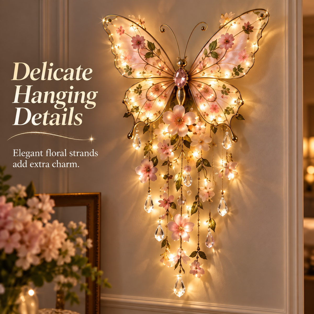 🦋 Butterfly Garden Light ✨ Romantic Floral Glow Wall Decor Gift