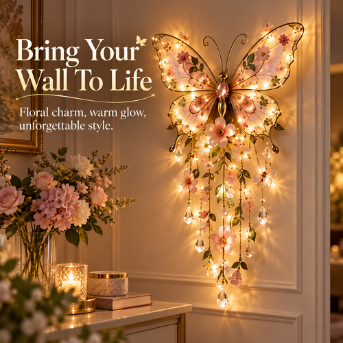 🦋 Butterfly Garden Light ✨ Romantic Floral Glow Wall Decor Gift