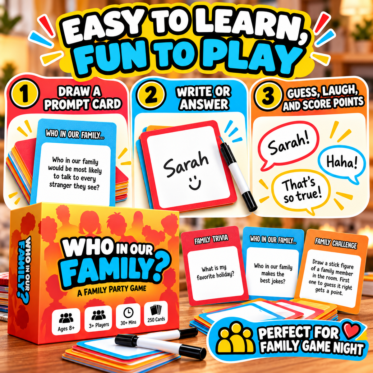 😂 50% OFF Today! Who In Our Family? Hilarious Party Game for Family Game Night