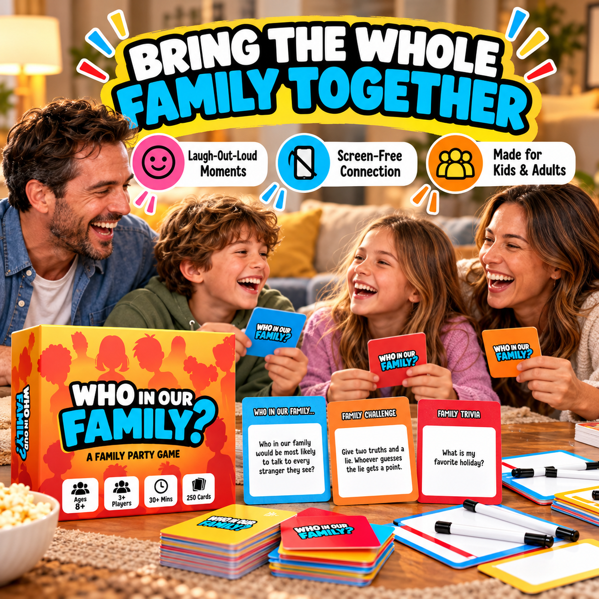 😂 50% OFF Today! Who In Our Family? Hilarious Party Game for Family Game Night