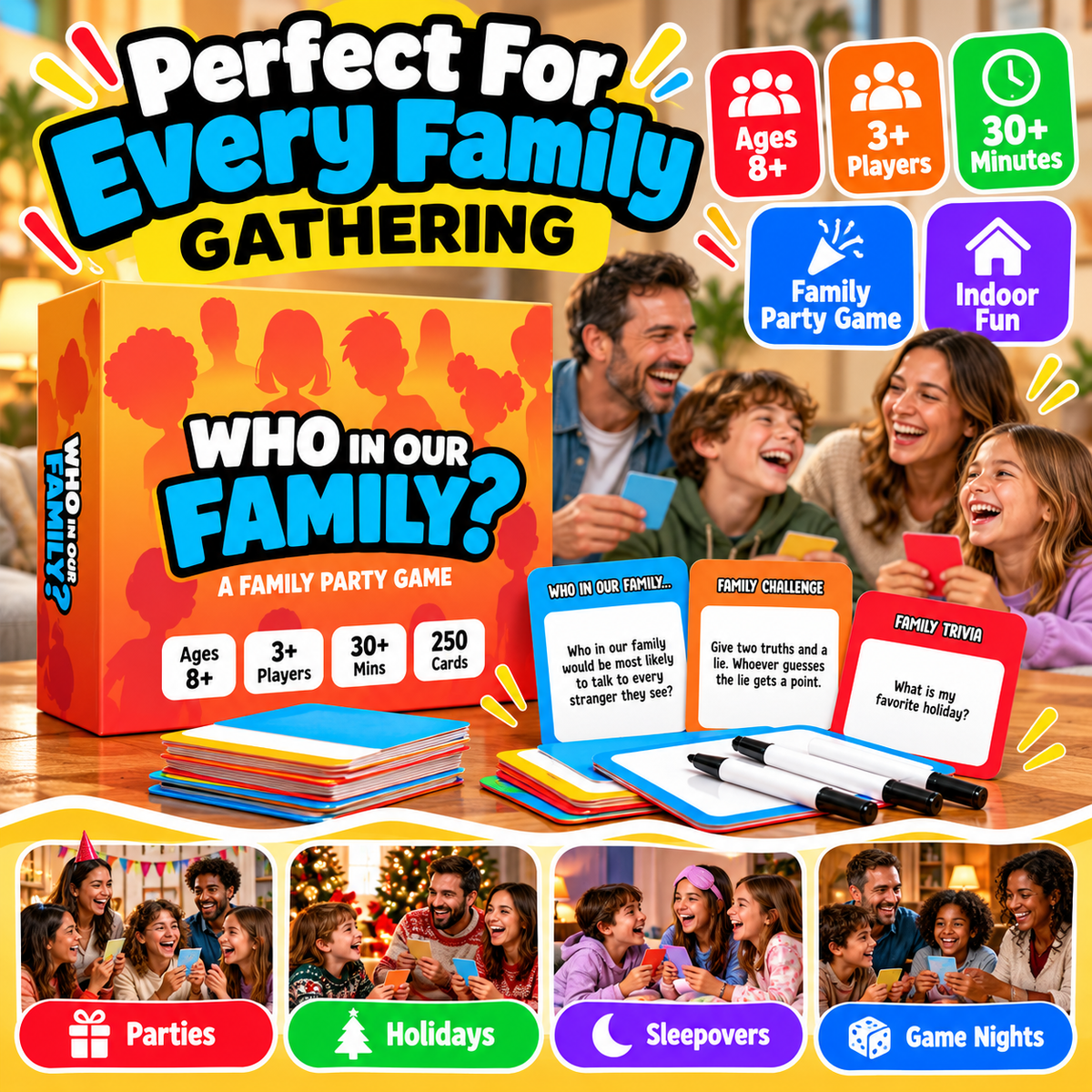 😂 50% OFF Today! Who In Our Family? Hilarious Party Game for Family Game Night