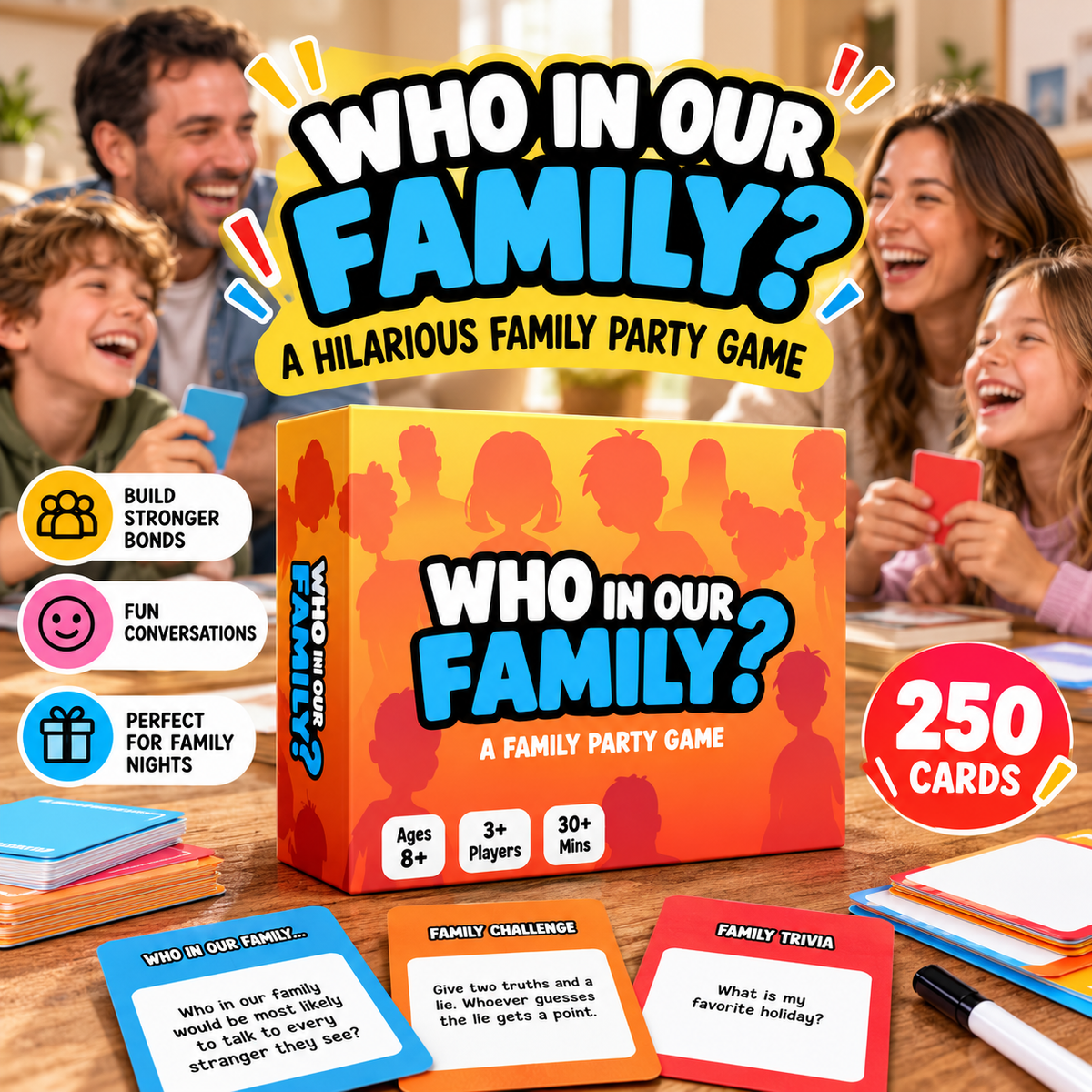 😂 50% OFF Today! Who In Our Family? Hilarious Party Game for Family Game Night