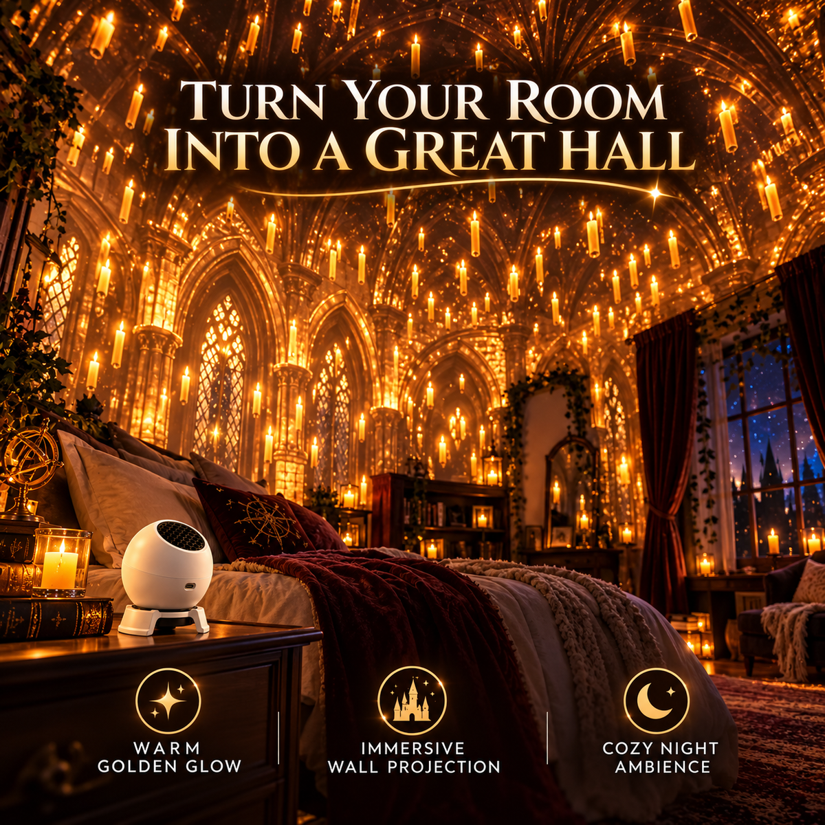 ✨ Magical Castle Projection Night Light 🌙 Fantasy Room Glow Gift