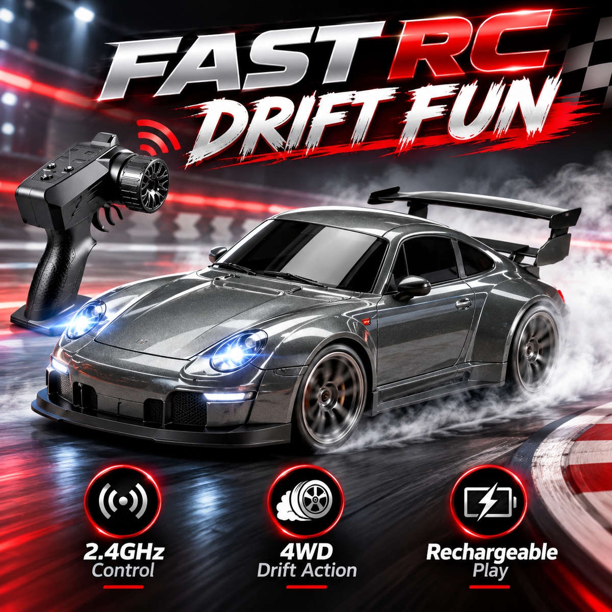 🚗 50% OFF 2.4GHz RC Drift Car For Kids – High Speed Remote Control Racing Fun Toy