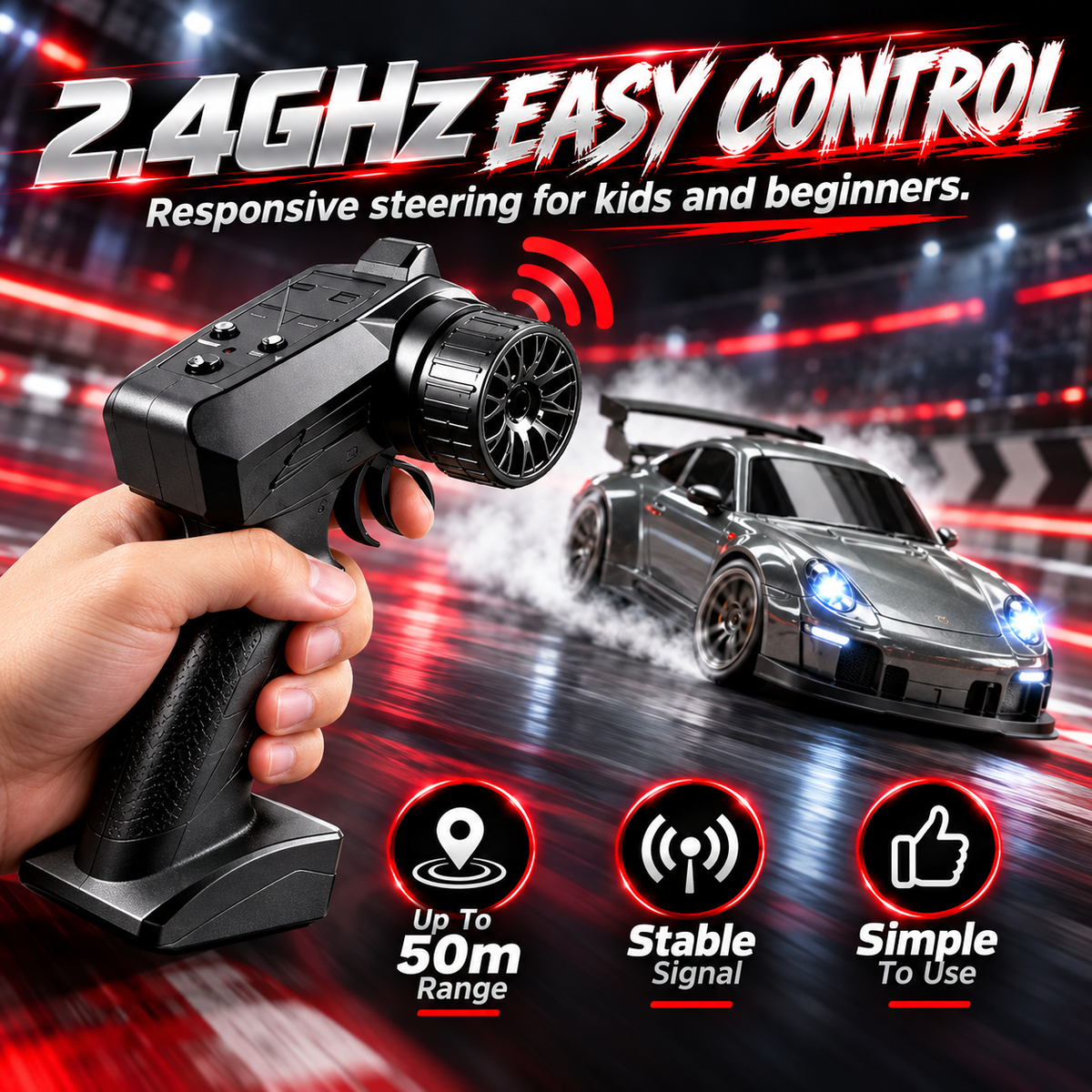 🚗 50% OFF 2.4GHz RC Drift Car For Kids – High Speed Remote Control Racing Fun Toy