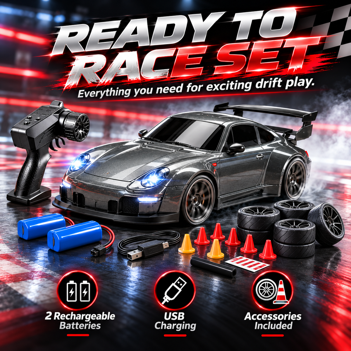 🚗 50% OFF 2.4GHz RC Drift Car For Kids – High Speed Remote Control Racing Fun Toy