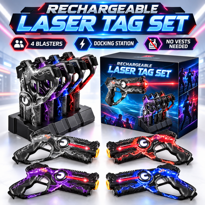 🔥 50% OFF Rechargeable Laser Tag Set 🚀 4 Player Battle Game For Family & Friends Indoor Fun