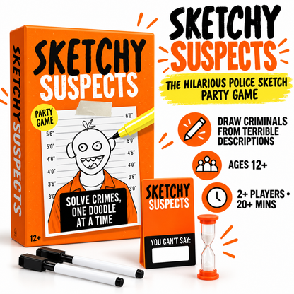 🔥 50% OFF Sketchy Suspects Drawing Party Game 🎨 Hilarious Guessing Game For Family & Friends Night