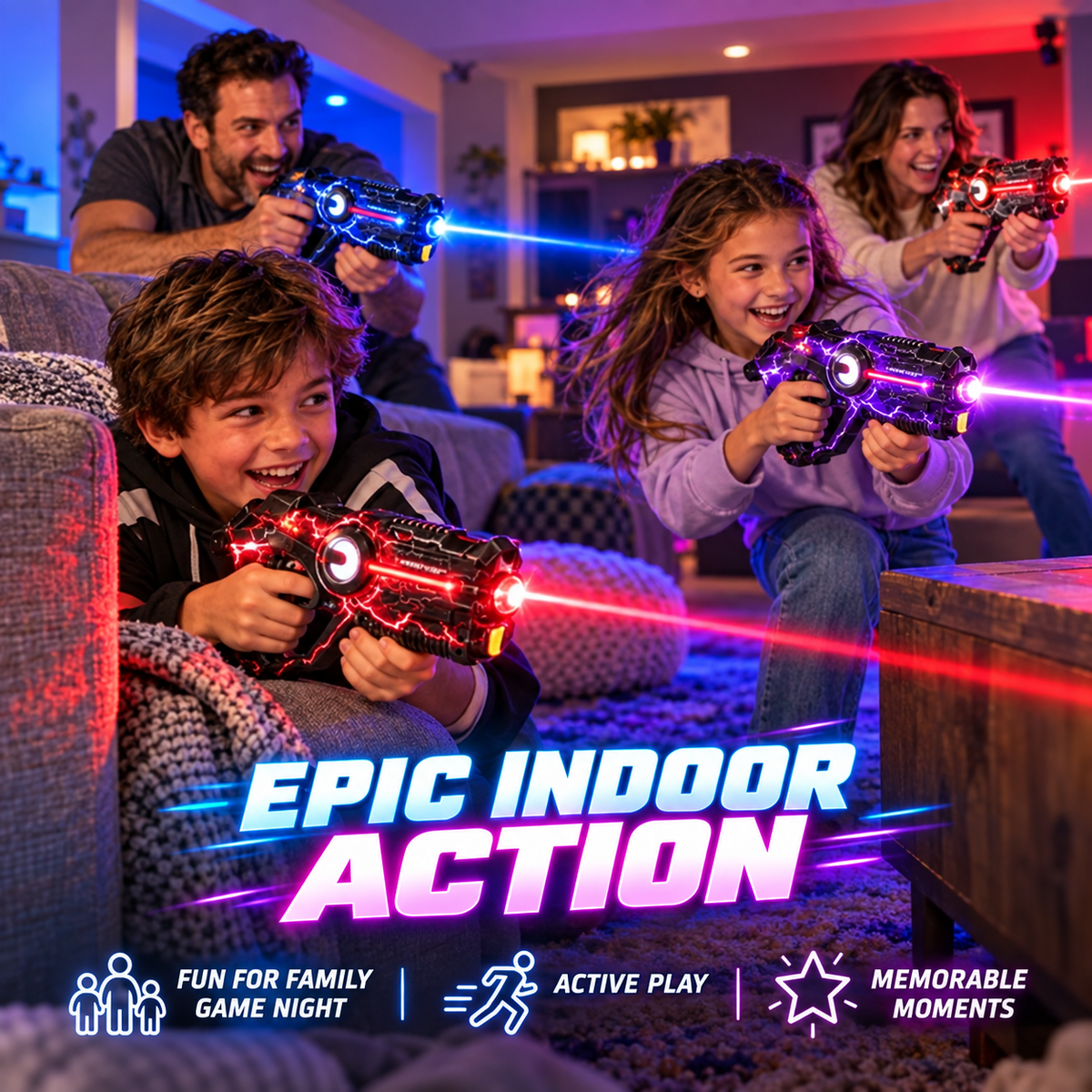 🔥 50% OFF Rechargeable Laser Tag Set 🚀 4 Player Battle Game For Family & Friends Indoor Fun