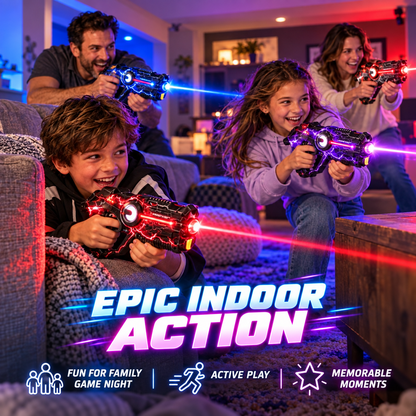 🔥 50% OFF Rechargeable Laser Tag Set 🚀 4 Player Battle Game For Family & Friends Indoor Fun