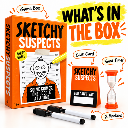 🔥 50% OFF Sketchy Suspects Drawing Party Game 🎨 Hilarious Guessing Game For Family & Friends Night