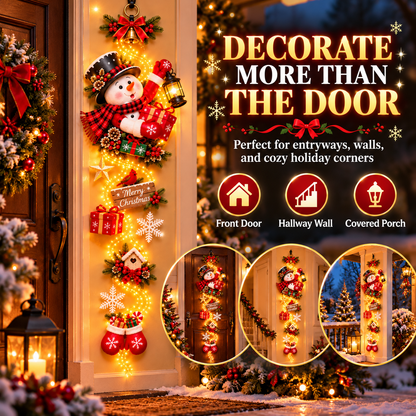 🎄 Light-Up Christmas Entryway Decor ✨ Snowman & Santa Hanging Door Light