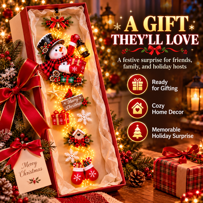 🎄 Light-Up Christmas Entryway Decor ✨ Snowman & Santa Hanging Door Light