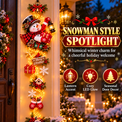 🎄 Light-Up Christmas Entryway Decor ✨ Snowman & Santa Hanging Door Light