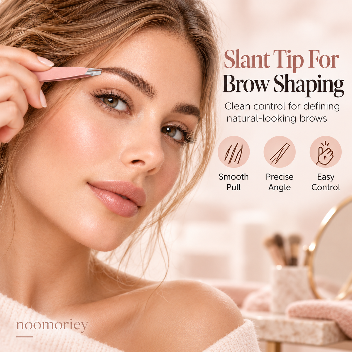 4-Piece Stainless Steel Beauty Tweezers Set – Flat-Tip Eyebrow, Hair Removal & False Lash Tools