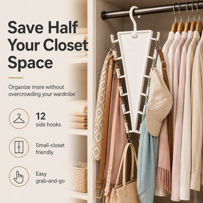 🔥 Last Day 50% OFF 12-Hook V-Shaped Closet Organizer ✨ Save Space & Organize More
