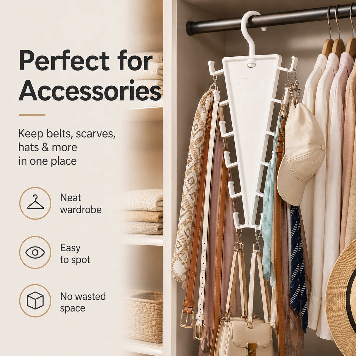 🔥 Last Day 50% OFF 12-Hook V-Shaped Closet Organizer ✨ Save Space & Organize More