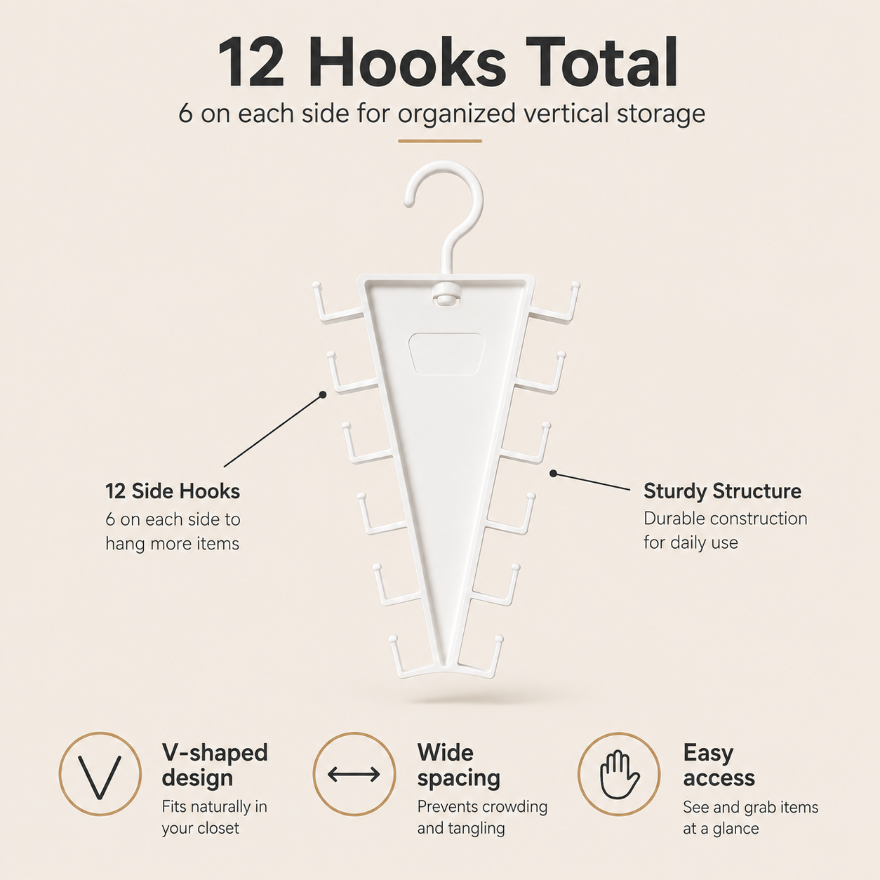 🔥 Last Day 50% OFF 12-Hook V-Shaped Closet Organizer ✨ Save Space & Organize More