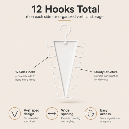 🔥 Last Day 50% OFF 12-Hook V-Shaped Closet Organizer ✨ Save Space & Organize More