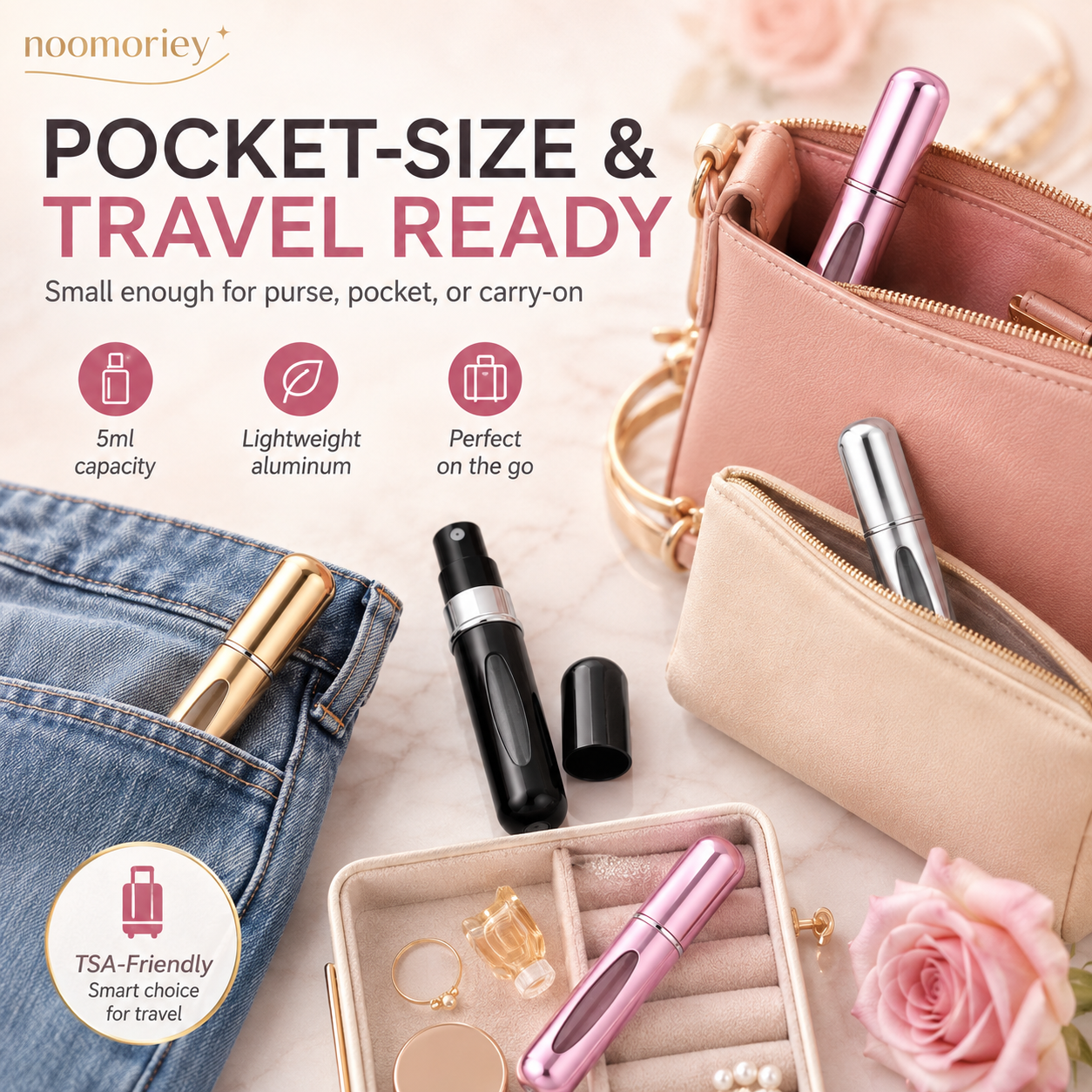 ✨ 4-Pack Refillable Perfume Atomizer Set – Leak-Proof Travel Spray Bottles