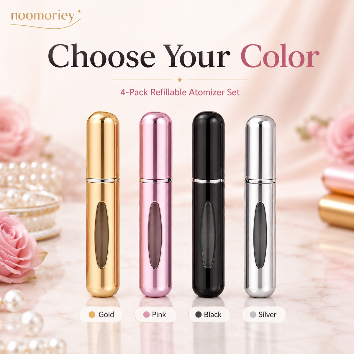✨ 4-Pack Refillable Perfume Atomizer Set – Leak-Proof Travel Spray Bottles