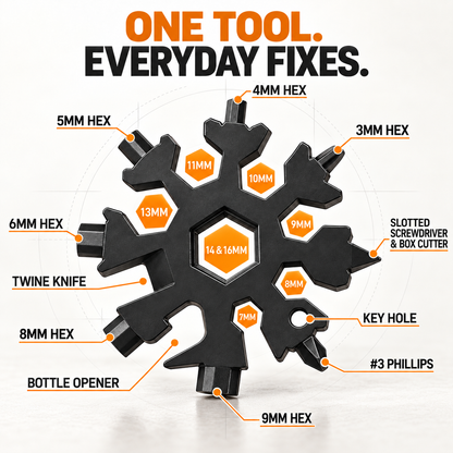 💥BUY 1 GET 1 FREE!🎁❄️ 18-in-1 Snowflake Multi-Tool – Portable Stainless Steel Survival Tool with Wrench, Screwdrivers & Bottle Opener 🛠️