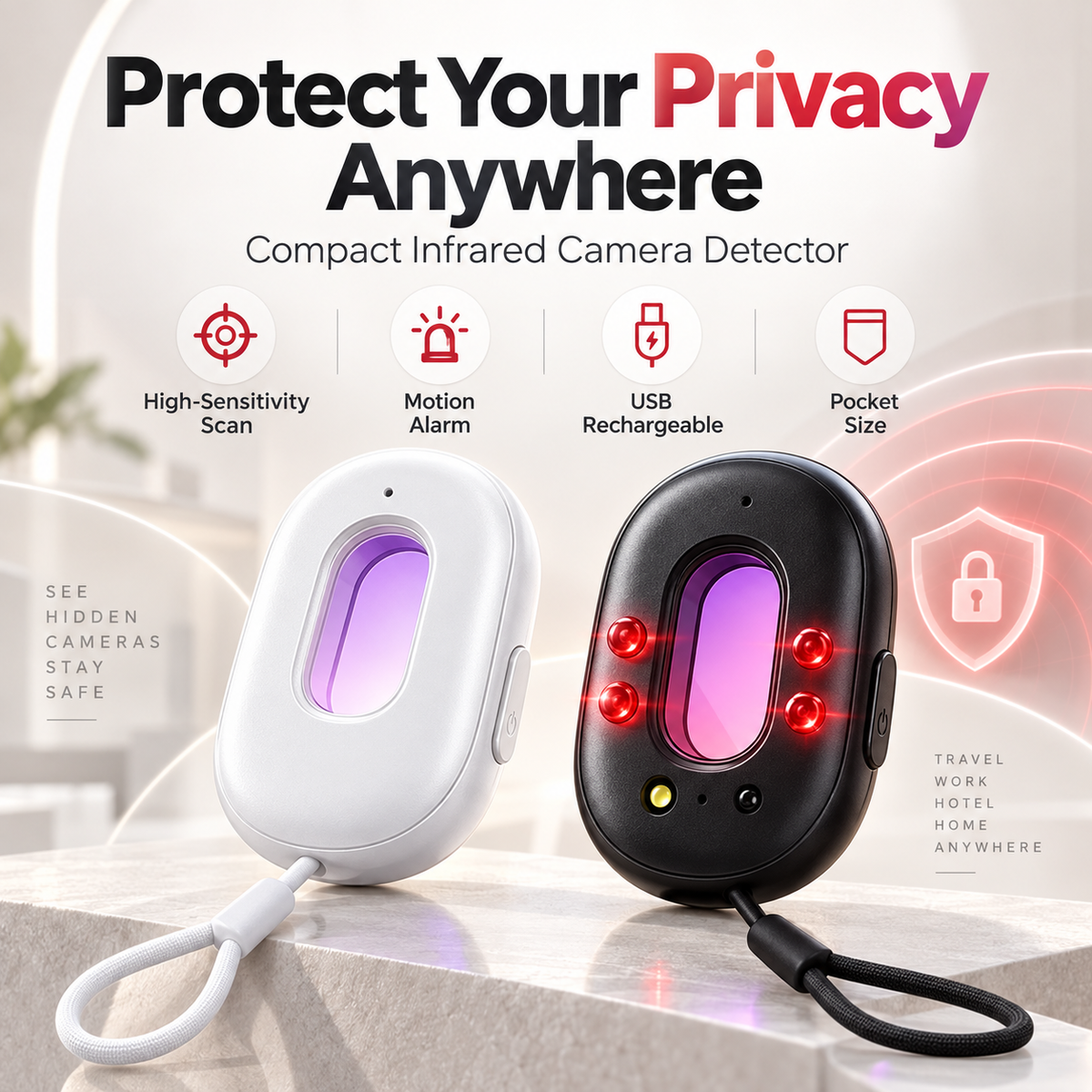 🔍 Compact Infrared Camera Detector – Protect Your Privacy Anywhere
