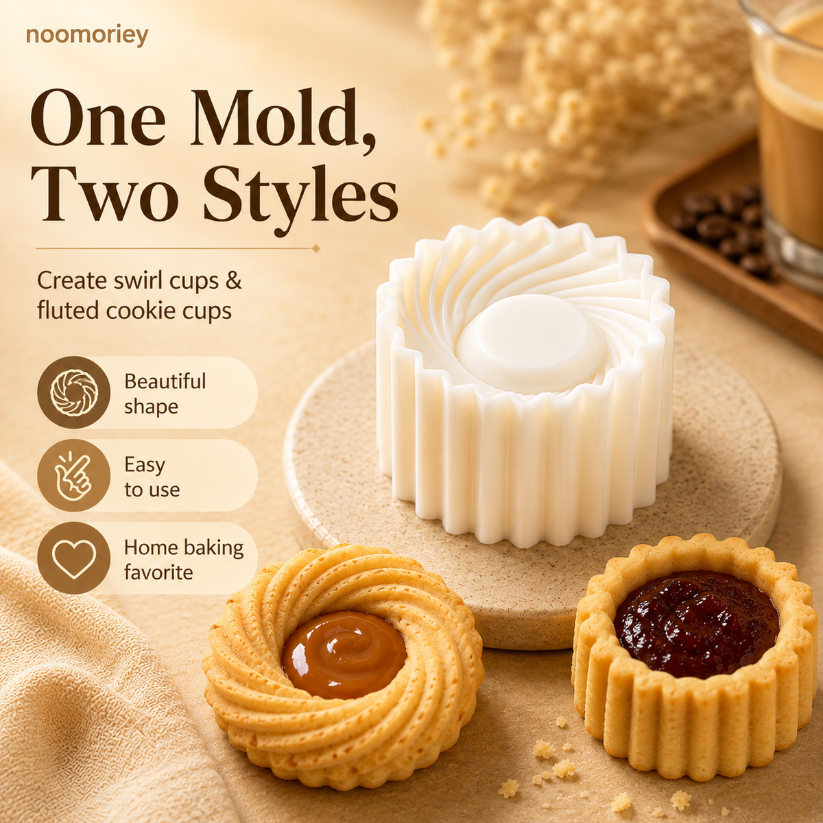 Sunflower-Patterned Round Hand-Press Mooncake Mold