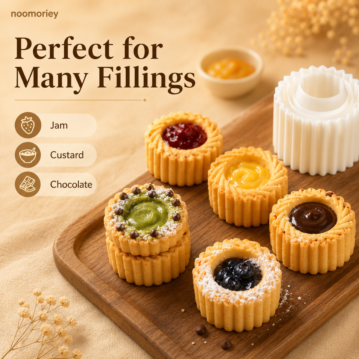 Sunflower-Patterned Round Hand-Press Mooncake Mold