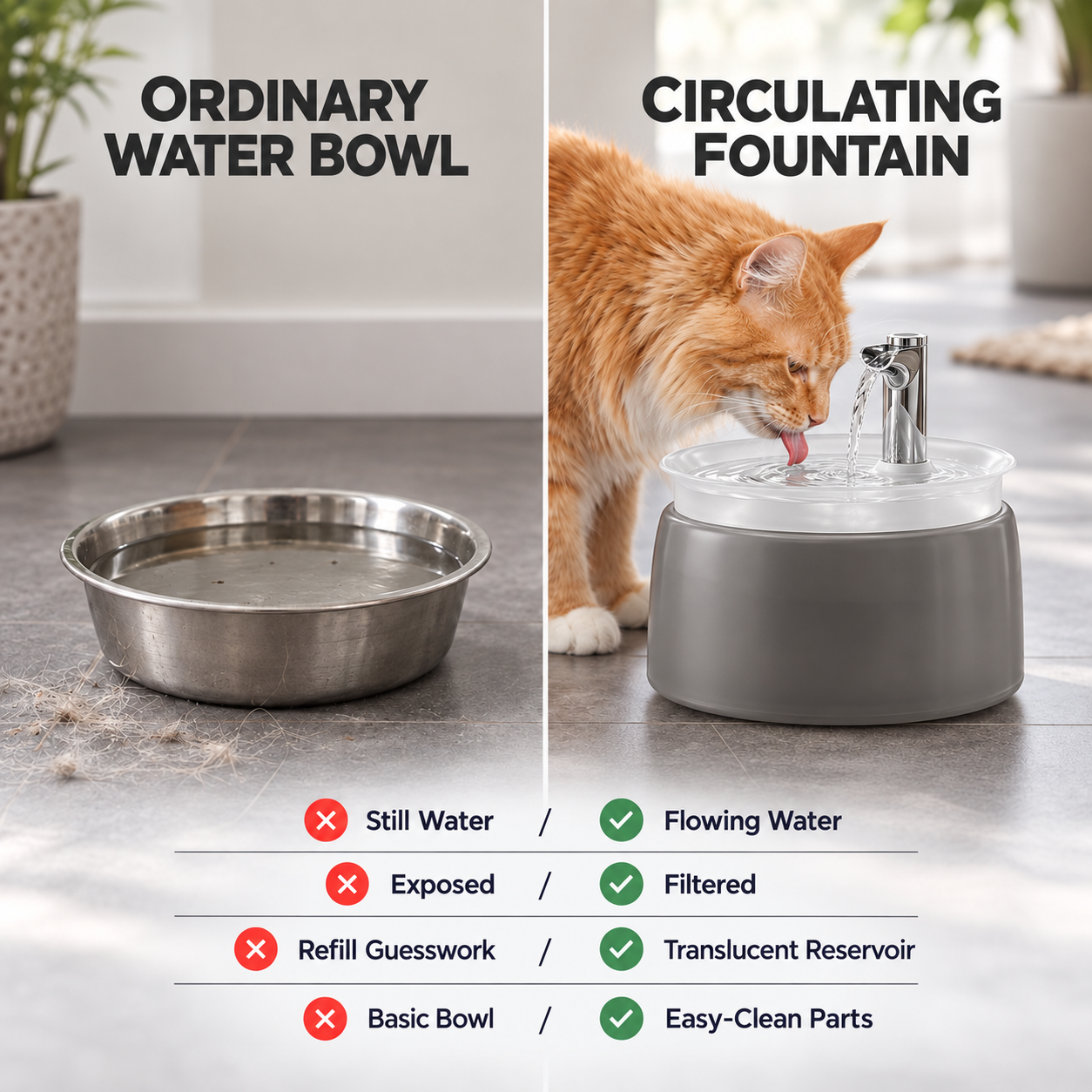 🐱Cat Water Fountain with Filter – Whisper-Quiet Wireless Pump for Fresh, Clean Water💧