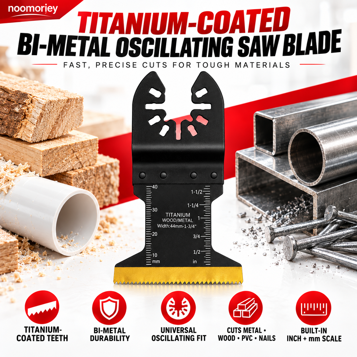 ⚡ 90×44mm Titanium-Coated Bi-Metal Oscillating Saw Blade – Heavy-Duty Multi-Tool Blade for Nails, Sheet Metal & Aluminum