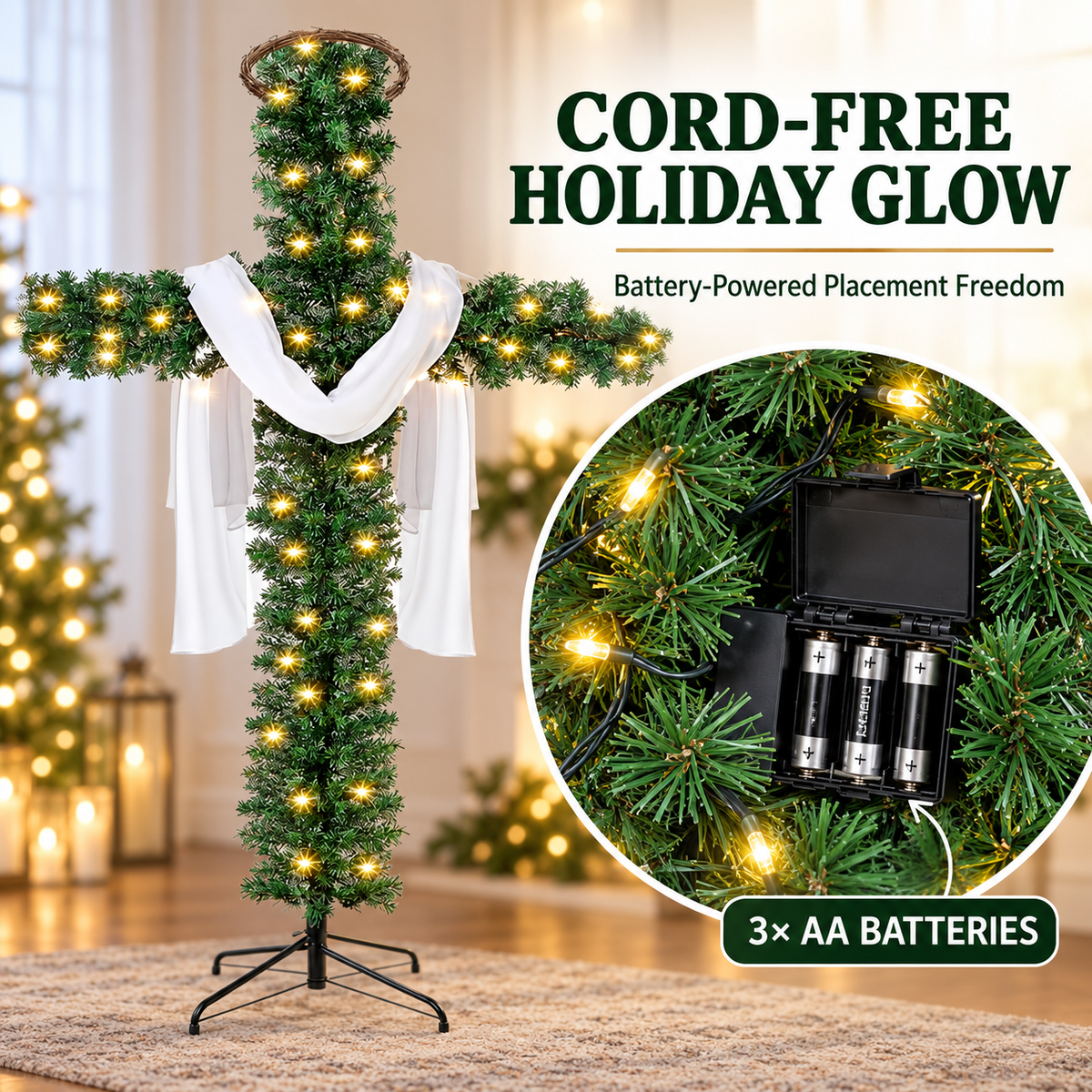 🎄 50% OFF 🙏 Lighted Christmas Cross – Meaningful Holiday Home Decor