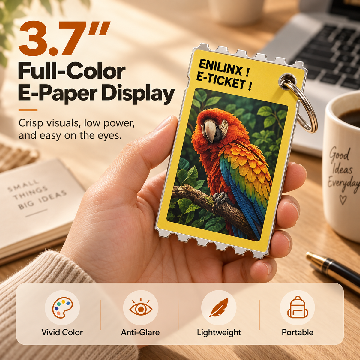 Smart Full-Color E-Paper Keychain Display