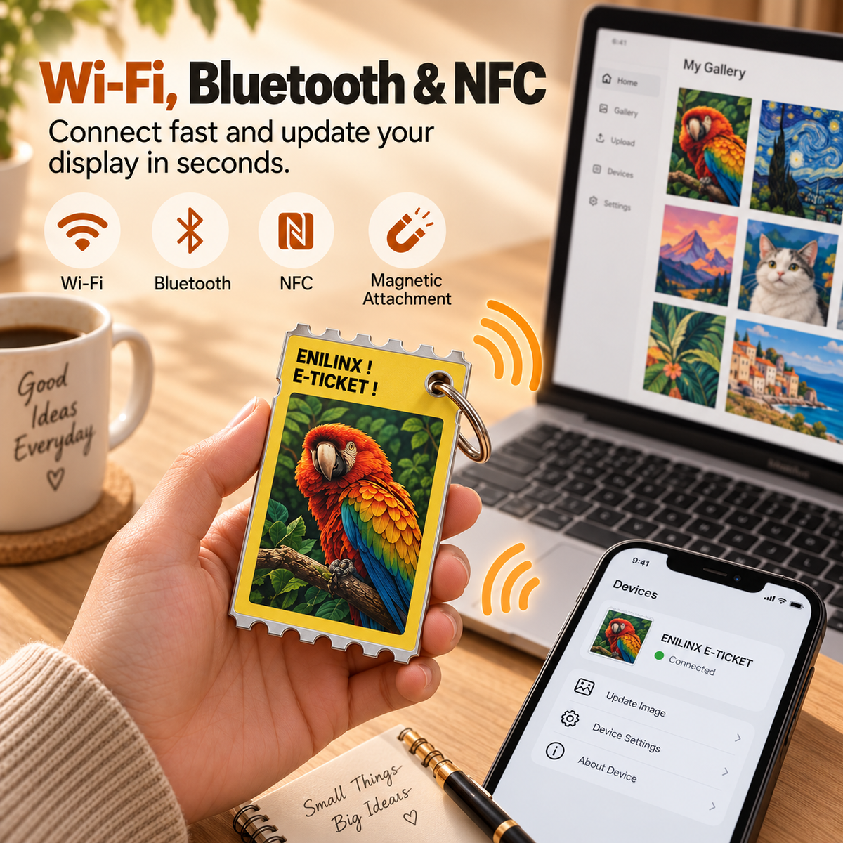 Smart Full-Color E-Paper Keychain Display