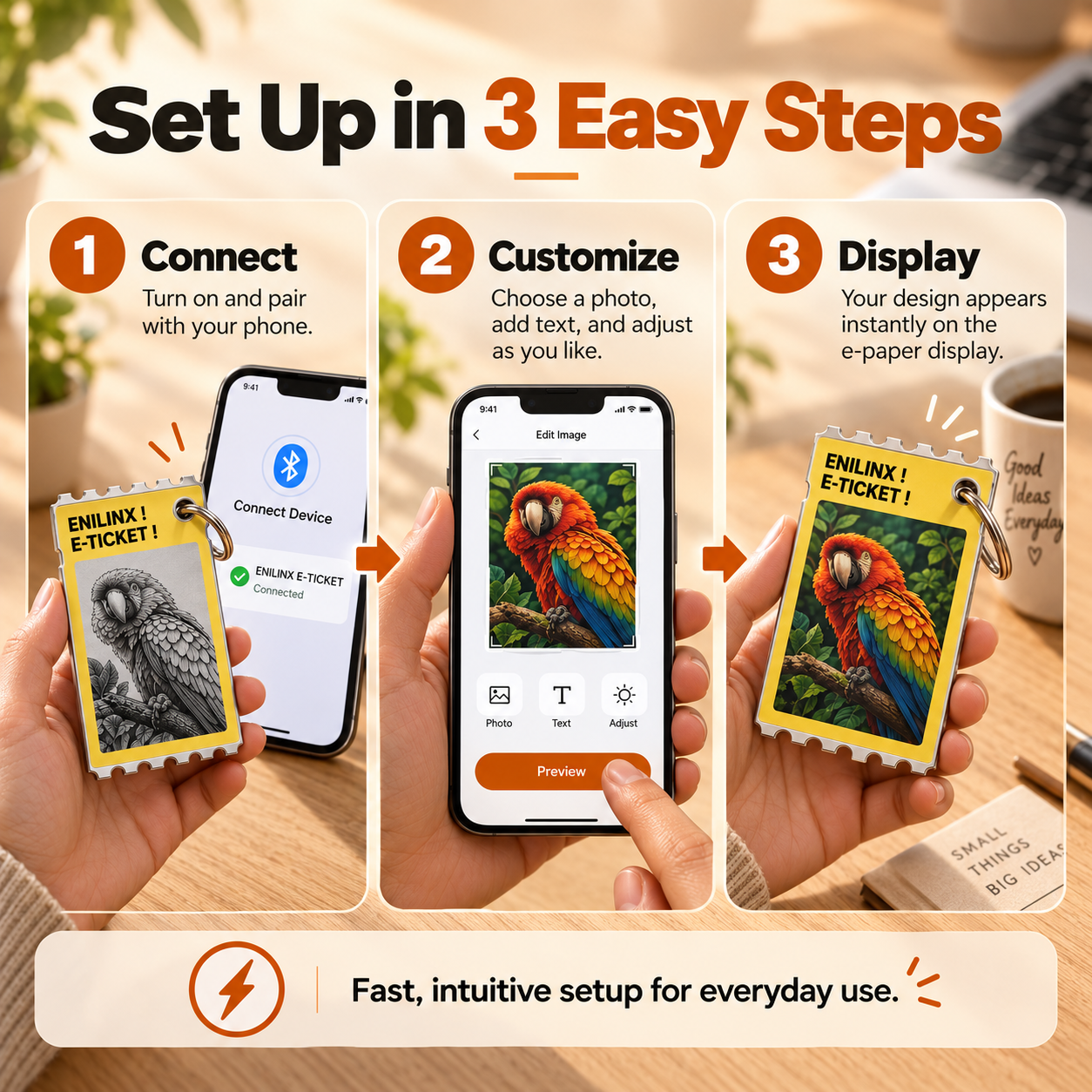 Smart Full-Color E-Paper Keychain Display