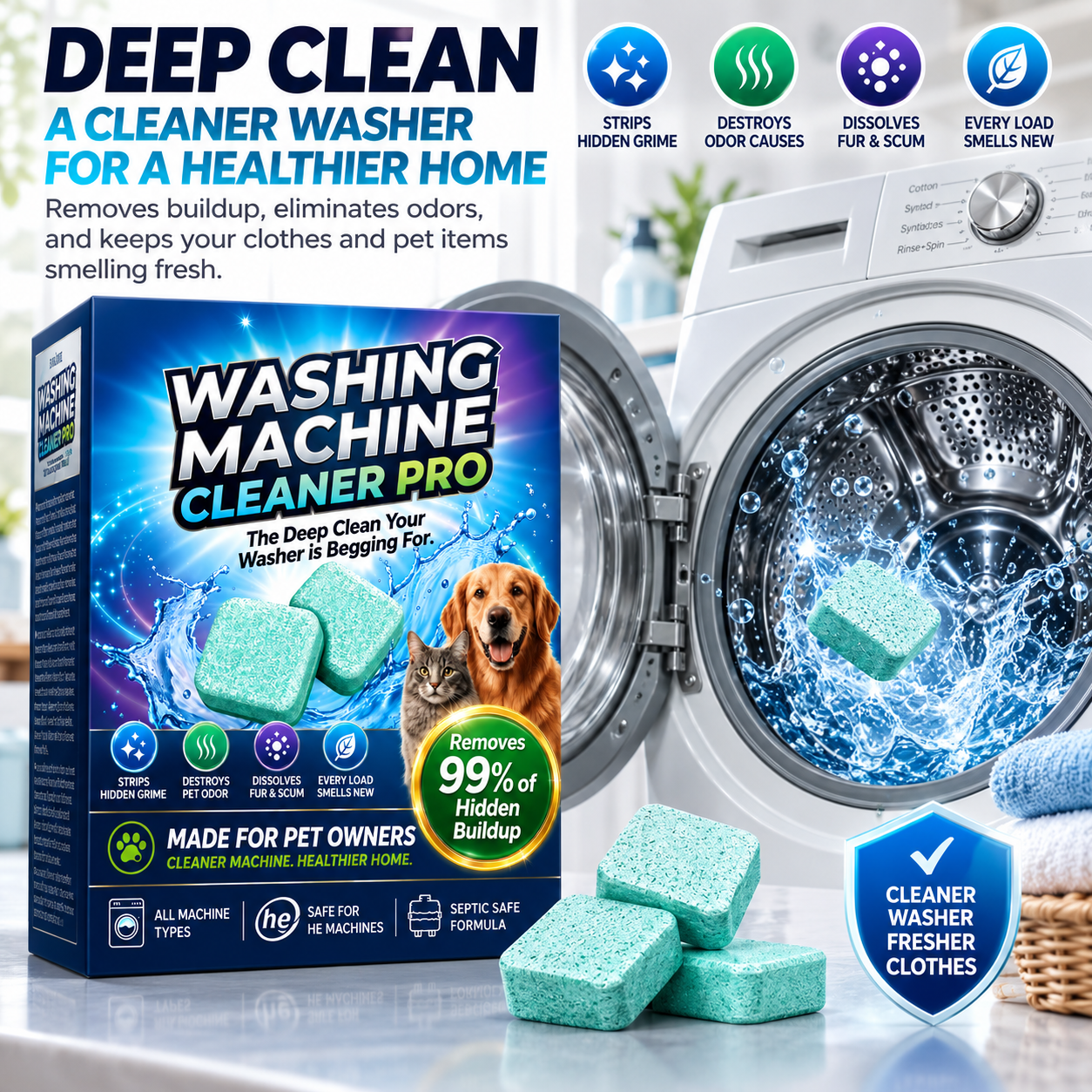 🐾Washing Machine Cleaner🫧- Deep Clean, Remove Odors & Refresh Your Washer in One Cycle