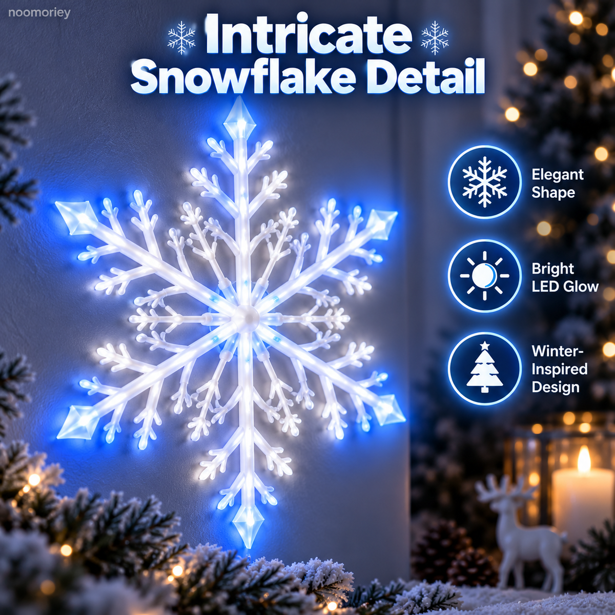 ❄️4 PCS LED Snowflake Wall Lights  – Blue & White Christmas Holiday Decor