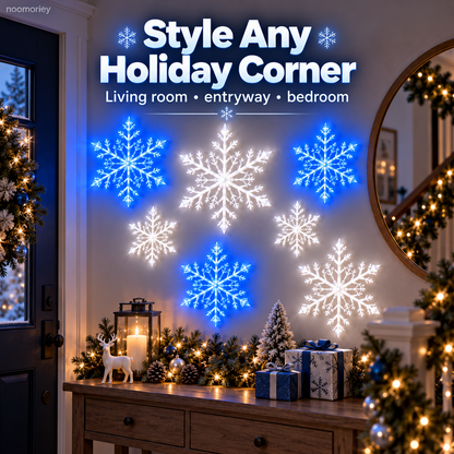 ❄️4 PCS LED Snowflake Wall Lights  – Blue & White Christmas Holiday Decor