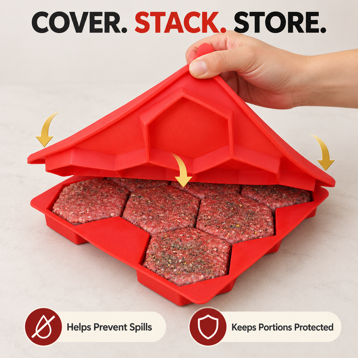 🍔 8‑in‑1 Burger Press & Freezer Container – Make Perfect Uniform Patties for Grilling & Meal Prep