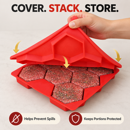 🍔 8‑in‑1 Burger Press & Freezer Container – Make Perfect Uniform Patties for Grilling & Meal Prep