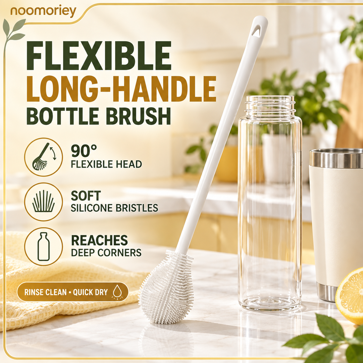 🔥BUY 1 GET 1 FREE✨️360° Silicone Bottle Cleaning Brush with Long Handle