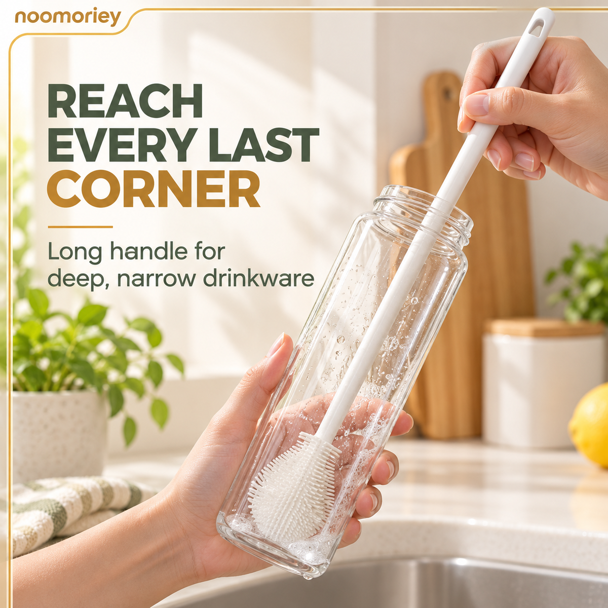 🔥BUY 1 GET 1 FREE✨️360° Silicone Bottle Cleaning Brush with Long Handle