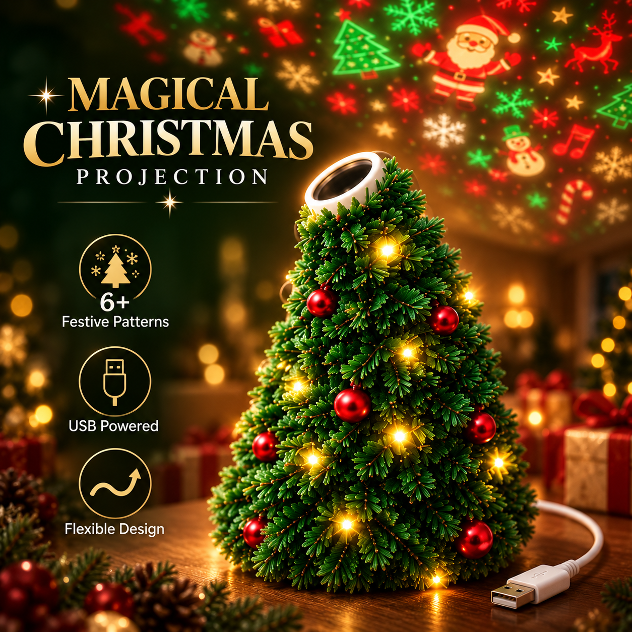 ✨ Christmas Pattern Projector – Waterproof LED Holiday Light for Patio, Wall & Party Decoration