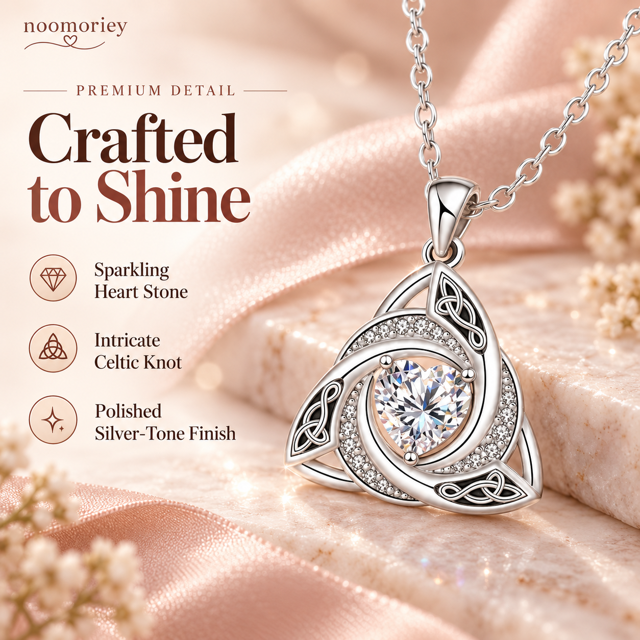 ✨ Celtic Witch’s Knot Birthstone Necklace – Personalized Geometric Pendant Gift