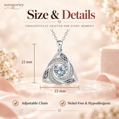 ✨ Celtic Witch’s Knot Birthstone Necklace – Personalized Geometric Pendant Gift